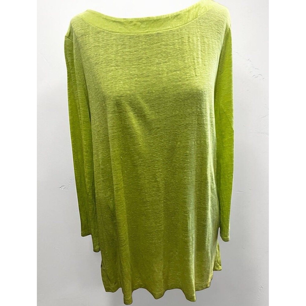 Eileen Fisher Women’s M Boatneck Tunic 100% Organic Linen Green Lightweight
